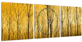 Obraz - Plantáž stromov (s hodinami) (90x30 cm)