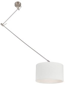 Inteligentné závesné svietidlo oceľ s tienidlom bielym 35 cm vrátane Wifi A60 - Blitz