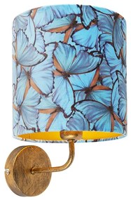 Vintage nástenné svietidlo zlaté s odtieňom zamatového motýľa - matné
