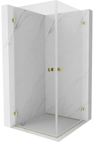 Mexen Lunar-B Duo, výklopný sprchový kút 70 x 70 cm, 8mm číre sklo, zlatý profil, 832-070L-070P-50-00