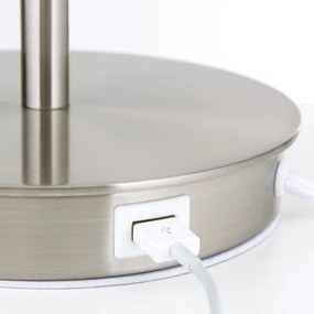Orion LA 4-1205/1 - Stolná lampa s USB portom LUDWIG 1xE27/40W/230V biela/chróm