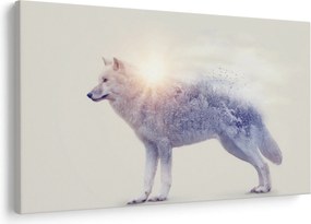 Obraz - Arktický vlk zrkadliaci divokú krajinu (90x60 cm)