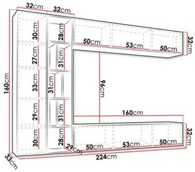 Obývacia stena Londria  (kašmír + dub cremona). Vlastná spoľahlivá doprava až k Vám domov. 1122453