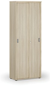 Kancelárska skriňa so zasúvacími dverami PRIMO WOOD, 2128 x 800 x 420 mm, dub prírodný