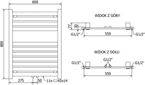 Mexen Uran, elektrické vykurovacie teleso 800x600 mm+ vykurovacia tyč 600 W, čierna, W105-0800-600-2600-70