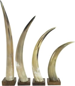 Dekoratívne roh Bizoň na drevenom podstavci - 45cm