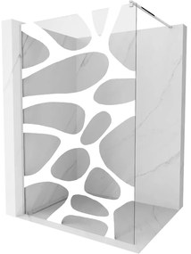 Mexen Kioto sprchová zástena 140x200 cm 8 mm, chróm, biely vzor, 800-140-101-01-97