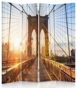 Ozdobný paraván Brooklynský most New York - 145x170 cm, štvordielny, obojstranný paraván 360°