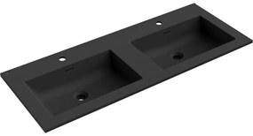 Mexen Otis, dvojité umývadlo zapustené do dosky 121 × 46,5 cm, čierna matná, 25181271D
