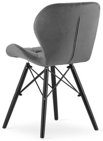 Set troch jedálenských stoličiek LAGO zamat sivé (čierne nohy) (3ks)