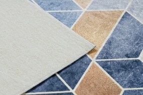 Koberec protišmykový ANDRE 1216 Kocka, geometrický - modrý