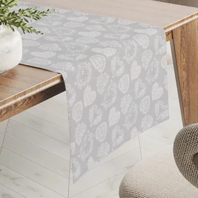 Biante Dekoračný behúň na stôl PML-071 Srdce s ornamentami na sivom 45x160 cm