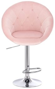 LuxuryForm DESIGN Barová stolička VERA VELUR na striebornom tanieri - svetlo ružová