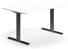 Kancelársky stôl QBUS, rovný, 1400x800 mm, T-rám, čierny rám, biela