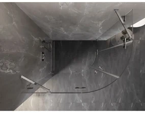 Mexen Lunar, polkruhový sprchový kút naklápací doľava 100 x 80 cm, 8mm číre sklo, chrómový profil, 833-100L-080P-01-00
