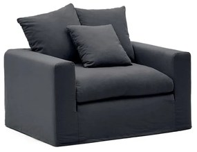 Antracitové ľanové kreslo Nora – Kave Home