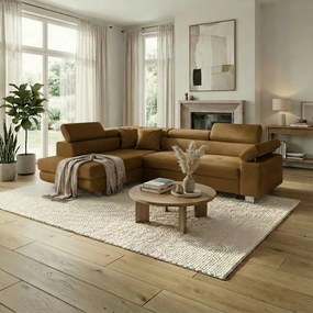 Rohová sedacia súprava s funkciou spania FREDO ľavá Žltá