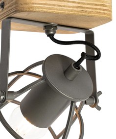 Priemyselný reflektor tmavosivý s dreveným nastaviteľným - Arthur