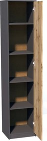 Úzka policová skriňa R008 grafit/dub Wotan