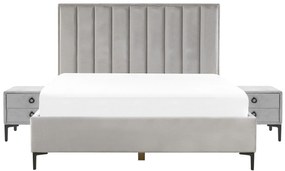 Zamatová súprava nábytku do spálne 180 x 200 cm sivá SEZANNE Beliani