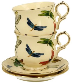Porcelánová šálka na nohe s podšálkou Dragonfly 150 ml sada 2ks