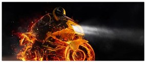 Obraz - Motorkár s plameňmi (120x50 cm)