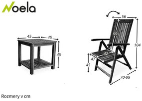 Noela Balkónový set Lotto + 2x drevená polohovacia stolička Viet