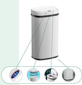 Senzorový odpadkový kôš DEUS, 58 litrov, biela Jurhan
