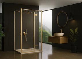 Rea Atlas, sprchovací kút 120 (dvere) x 100 (stena), pravá strana, 6mm číre sklo, zlatý profil, KPL-K4977