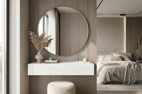 Závesný toaletný stolík Nicole so zlatým zrkadlom 80 cm - biely mat