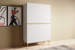 Príborník Nicole 100 cm - matná biela / zlaté nohy