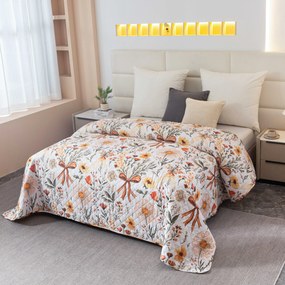 Prehoz na posteľ FLORAL RIBBON, krémový Rozmer: 170 x 210 cm