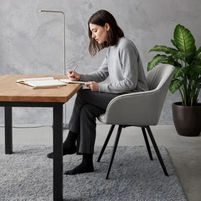 Sada šiestich otočných jedálenských stoličiek TURNO zamatové, sivé / čierne nohy (6 ks)