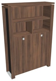 Vysoká šatníková skriňa Verno+ S 140 x 46 x 210 cm, s regálom, orech / čierna