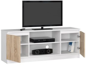 Stolík pod TV RTV 140 2D 1P biely / sonoma