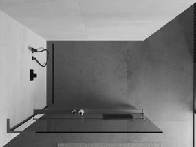 Mexen Kioto+ L, sprchová zástena Walk-In s poličkou a vešiakom 105 x 200 cm, 8mm číre sklo, grafitový profil, 800-105-123-95-00