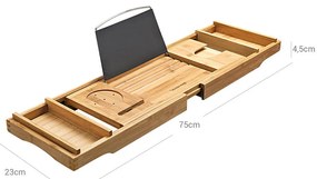 Nastaviteľná bambusová polica na vaňu