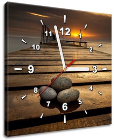 Gario Obraz s hodinami Nádherné ráno pri móle Veľkosť: 30 x 30 cm