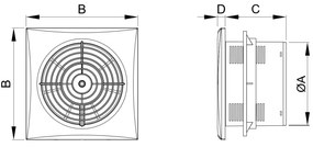 Mexen WXS, kúpeľňový ventilátor so senzorom vlhkosti a časovačom, priemer 150mm, biela, W9606-150-00