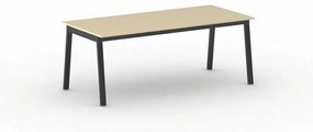 Kancelársky pracovný stôl PRIMO BASIC, čierna podnož 2000 x 900 mm, dub prírodný