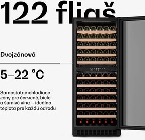 Klarstein Velaire vstavaná vinotéka | Moderná, elegantná | UV ochrana | Dvojzónová | 122 fliaš