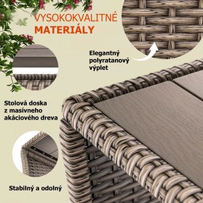 Polyratanový odkladací stolík ROCCO, 40x45x45cm, krémová Casaria