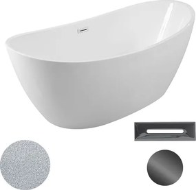 Besco Akrylátová voľne stojaca vaňa Ayla Glam S 170x80 BESCO-Typ výpuste: Click-Clack s prepadom, grafit, BESCO-Rozmery: 170x80, BESCO-Farba: Biela/s…