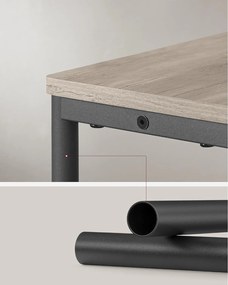 Úzky bočný stolík s predlžovačom, 3-úrovňový nočný stolík, 18 x 45 x 58 cm, greige a čierny