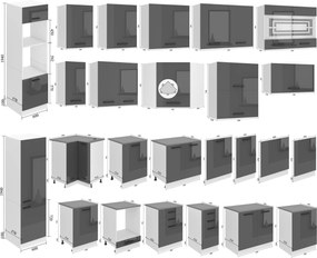 Panel na umývačku Bekini Premium Full Version zakrytý 60 cm čierny lesk s pracovnou doskou