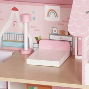 Veľký drevený domček pre bábiky s LED osvetlením