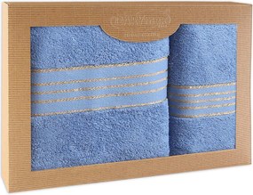 BAVLNENÉ UTERÁKY TIWANO SADA 1 KS 50X90 CM, 1 KS 70X140 CM SVETLOMODRÁ