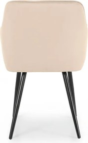 Sada šiestich jedálenských stoličiek DIAMANTE zamatové, béžové / čierne nohy (6 ks)
