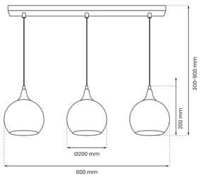 Luster na lanku MONTE 3xE27/60W/230V pr. 20 cm matný chróm