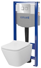 Cersanit City, System50 PNEU podomietkový rám + závesná wc misa City Square CleanOn + chrómové tlačidlo Circle, S701-776